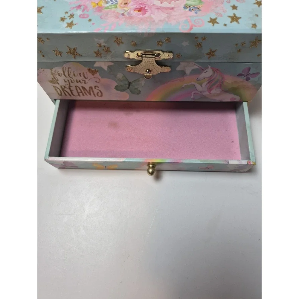 The Memory Building‎ Company Unicorn Music Jewelry Box Girl's Rainbow Working